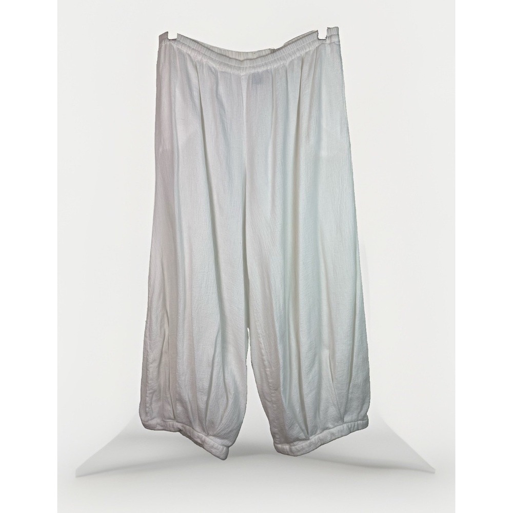 Soft Surroundings 33803 Women's Petite PL White Gauze Cotton Crop Wide Leg Pants